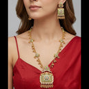 Kavita Art Elegant Pota Stone And Pearl Long Necklace Jewellery Set