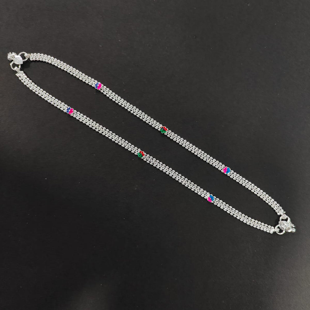 Kavita Art Silver Plated Meenakari Payal / Anklet
