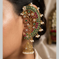 Kavita Art Gold Plated Austrian Stone And Pearl Earcuff Jhumki