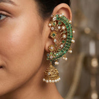 Kavita Art Gold Plated Austrian Stone And Pearl Earcuff Jhumki