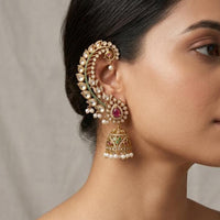 Kavita Art Gold Plated Austrian Stone And Pearl Earcuff Jhumki