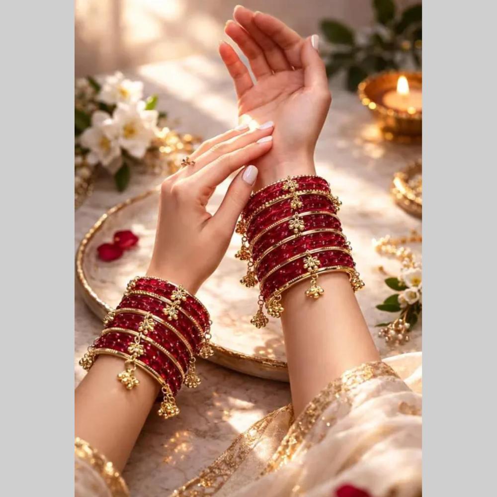 Kavita Art Classic Raindrop And Kashmiri Glass Bangles Set