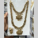 Kavita Art Classic Pota Stone And Pearl Temple Double Necklace Set