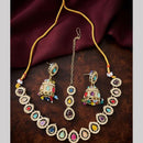 Kavita Art Premium Crystal Stone And Pearl Choker Necklace Set for Women