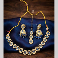 Kavita Art Premium Crystal Stone And Pearl Choker Necklace Set for Women