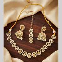 Kavita Art Premium Crystal Stone And Pearl Choker Necklace Set for Women