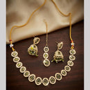 Kavita Art Premium Crystal Stone And Pearl Choker Necklace Set for Women