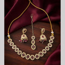 Kavita Art Premium Crystal Stone And Pearl Choker Necklace Set for Women