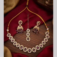 Kavita Art Premium Crystal Stone And Pearl Choker Necklace Set for Women