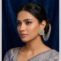 Kavita Art Classic Kundan Pearl Kan Chain For Wedding, Party & Ethnic Wear Jewelry