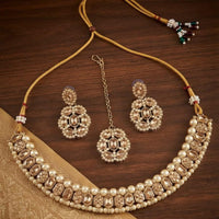 Kavita Art Premium Crystal Stone And Pearl Necklace Set