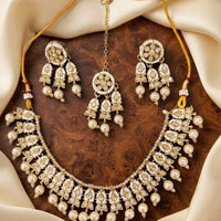 Kavita Art Premium Crystal Stone And Pearl Necklace Set