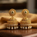 Kavita Art Designer Pota Stone And Pearl Jhumki Earrings