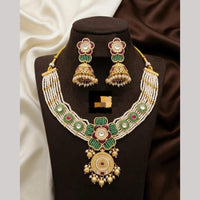 Kavita Art Elegant Pota Stone And Pearl Meenakari Necklace Set for Women