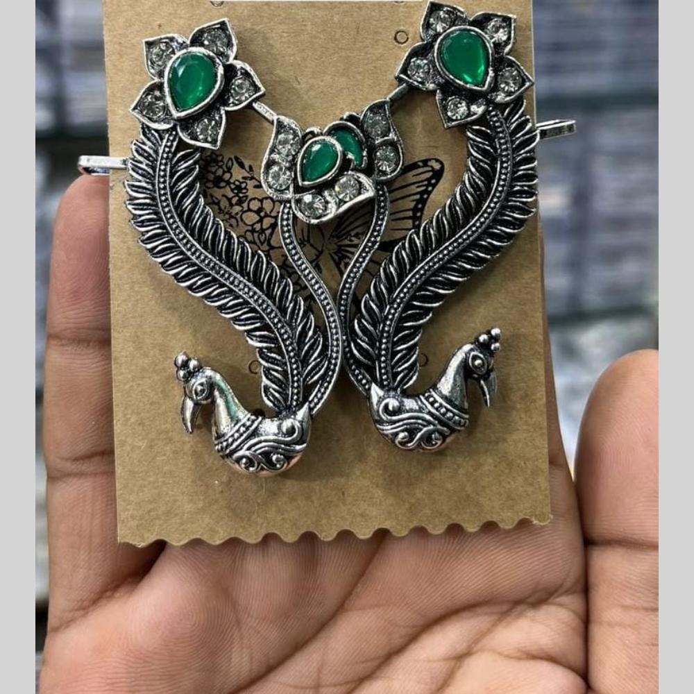 Kavita Art Heritage Style Oxidised Pota Stone Pearl Earcuff Earrings