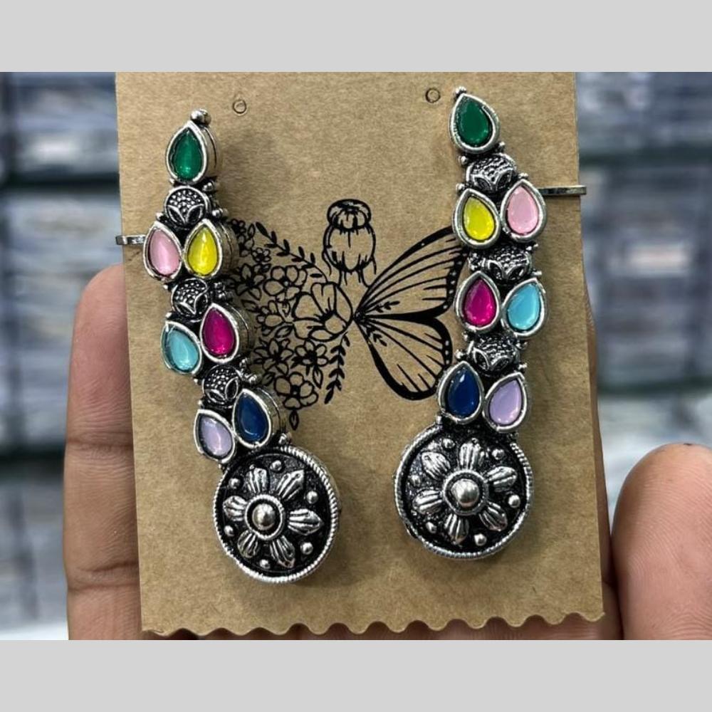 Kavita Art Heritage Style Oxidised Pota Stone Pearl Earcuff Earrings
