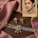 Kavita Art Royal Kundan Stone Pearl And Beads Choker Necklace Set