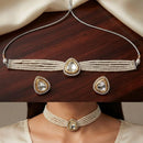 Kavita Art Royal Kundan Stone And Pearl Choker Necklace Set