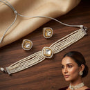 Kavita Art Royal Kundan Stone And Pearl Choker Necklace Set