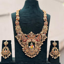 Kavita Art Beautiful Pota Stone And Pearl Meenakari Temple Long Necklace Set