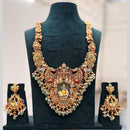 Kavita Art Beautiful Pota Stone And Pearl Meenakari Temple Long Necklace Set