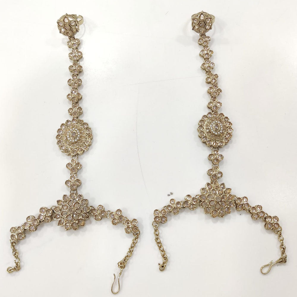 Kavita Art Wedding Wear Crystal Stone And Pearl Hath Panja