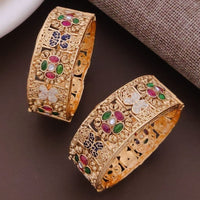 Kavita Art Stylish Pota Stone And Meenakari Openable Bangles Set