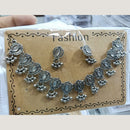 Kavita Art Boho Style Oxidised Plated Mirror And Pearl Necklace Set