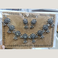 Kavita Art Boho Style Oxidised Plated Mirror And Pearl Necklace Set