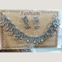 Kavita Art Boho Style Oxidised Plated Mirror And Pearl Necklace Set