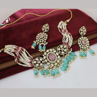 Kavita Art Elegant Pota Stone And Pearl Choker Necklace Set for Women