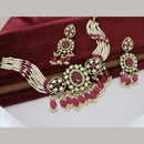 Kavita Art Elegant Pota Stone And Pearl Choker Necklace Set for Women