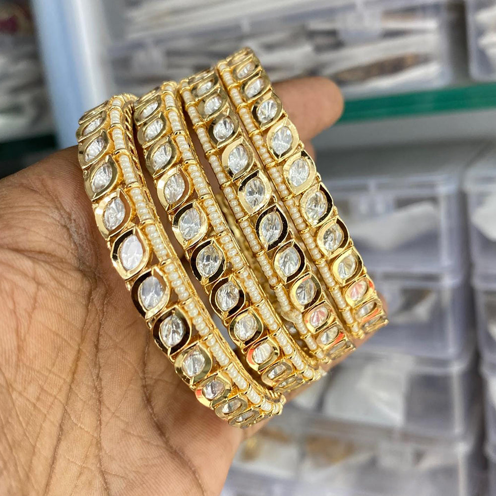 Kavita Art Graceful Polki Kundan Stone And Pearl Openable Bangles Set