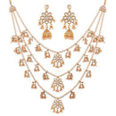 SNERA  Gold Plated Kundan Stone And Pearl Necklace Set