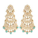 SNERA Gold Plated Kundan Stone And Pearl Dangler Earrings