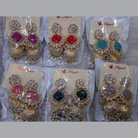 SNERA Gold Plated Kundan Stone And Pearl Jhumki Earrings