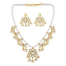 SNERA  Gold Plated Kundan Stone And Pearl Necklace Set