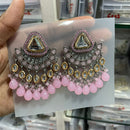 SNERA Gold Plated Pota Stone And Beads Dangler Earrings