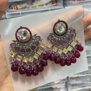 SNERA Gold Plated Pota Stone And Beads Dangler Earrings