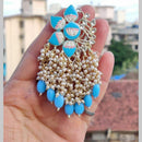 SNERA Gold Plated Kundan Stone And Beads Meenakari Dangler Earrings