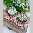 SNERA Gold Plated Kundan Stone And Beads Meenakari Dangler Earrings