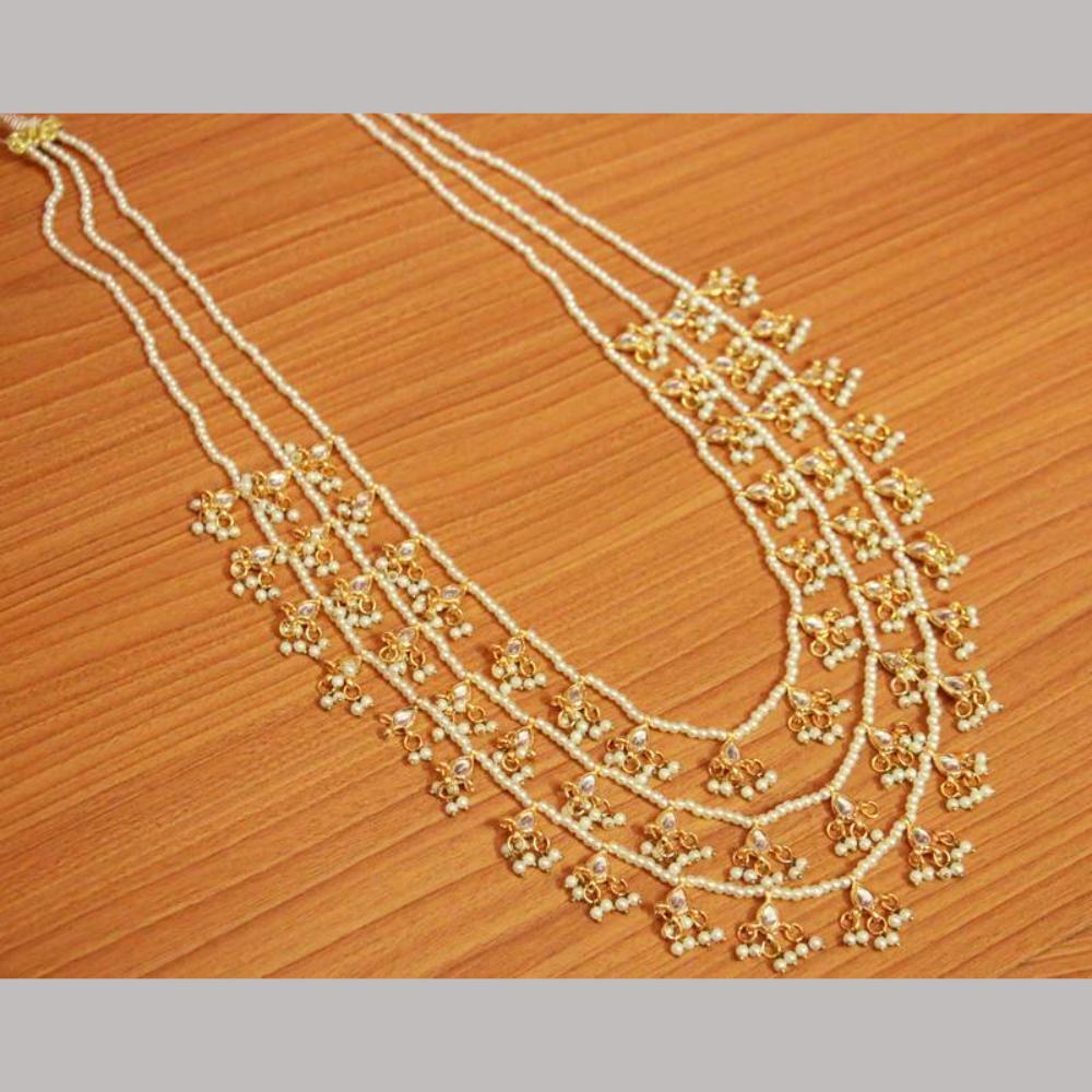 SNERA Gold Plated Kundan Stone & Pearls Necklace