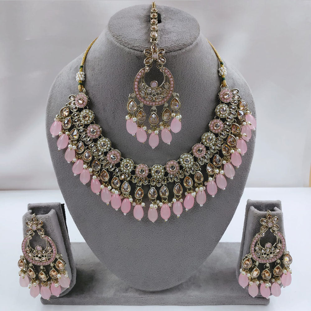 SNERA  Gold Plated  Kundan Stone & Beads Necklace Set