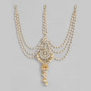 SNERA Gold Plated Kundan Stone And Pearls Sheeshphool with Mangtikka