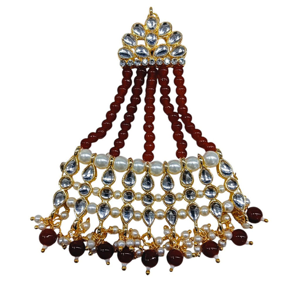 SNERA Gold Plated Kundan Stone And Pearl Pasa