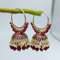 SNERA Gold Plated Beads And Pearls Jhumki Earrings