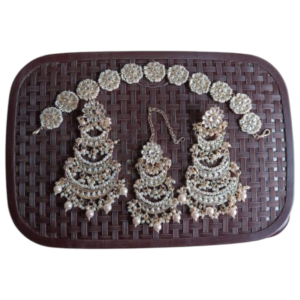SNERA Gold Plated Kundan Stone And Beads combo Set