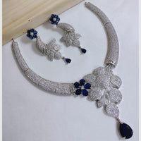 SNERA Silver Plated American Diamond Necklace Set