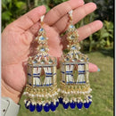 SNERA Gold Plated Kundan Stone And Pearls Dangler Earrings
