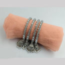 SNERA Silver Plated Crystal Stone And Pearls Bangles Set